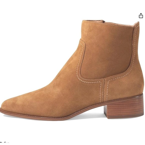 Cole Haan Size 8.5 Suede Ankle Boots NEW Chestnut Brown Leather Block Naia $180 - Picture 2 of 14